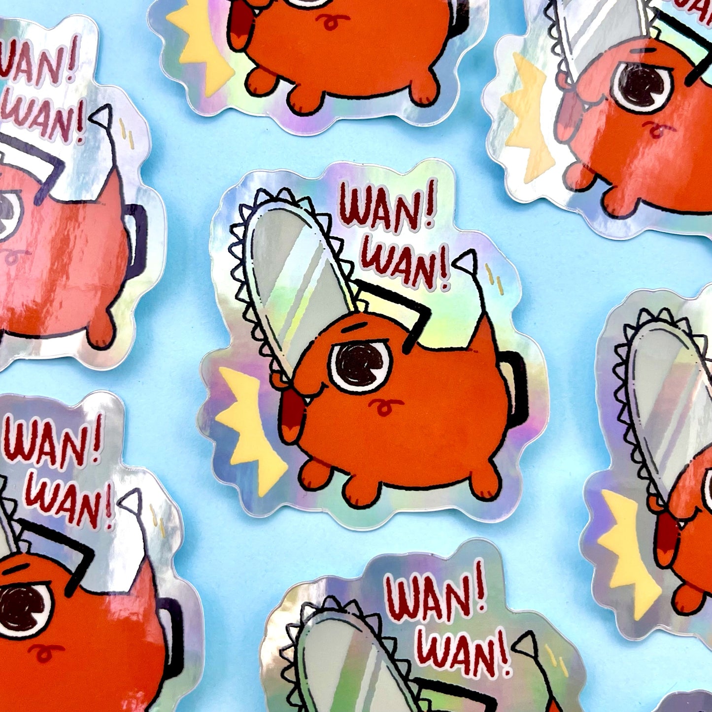 Wan Wan Chainsaw Puppy Holographic Sticker