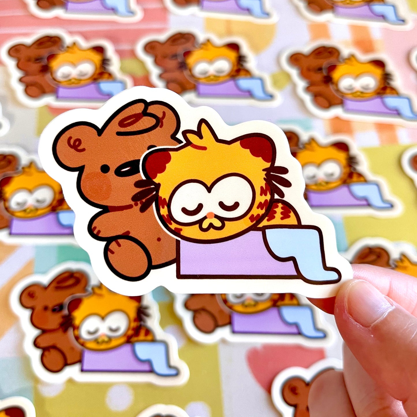 Sleepy Lasagna Kitty Sticker