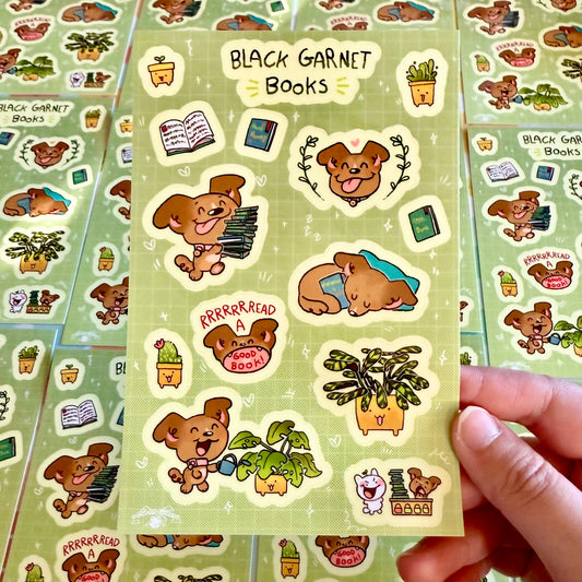 Puppy Dog Bookstore Sticker Sheet