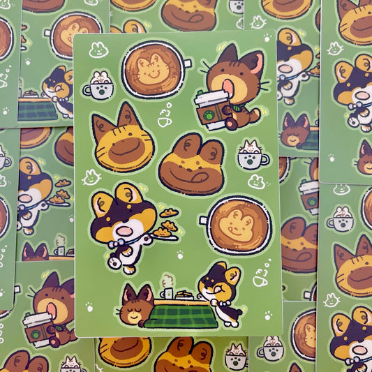Bean-Bean and JoJo Cozy Cafe Sticker Sheet