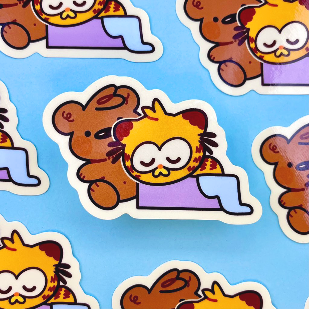 Sleepy Lasagna Kitty Sticker