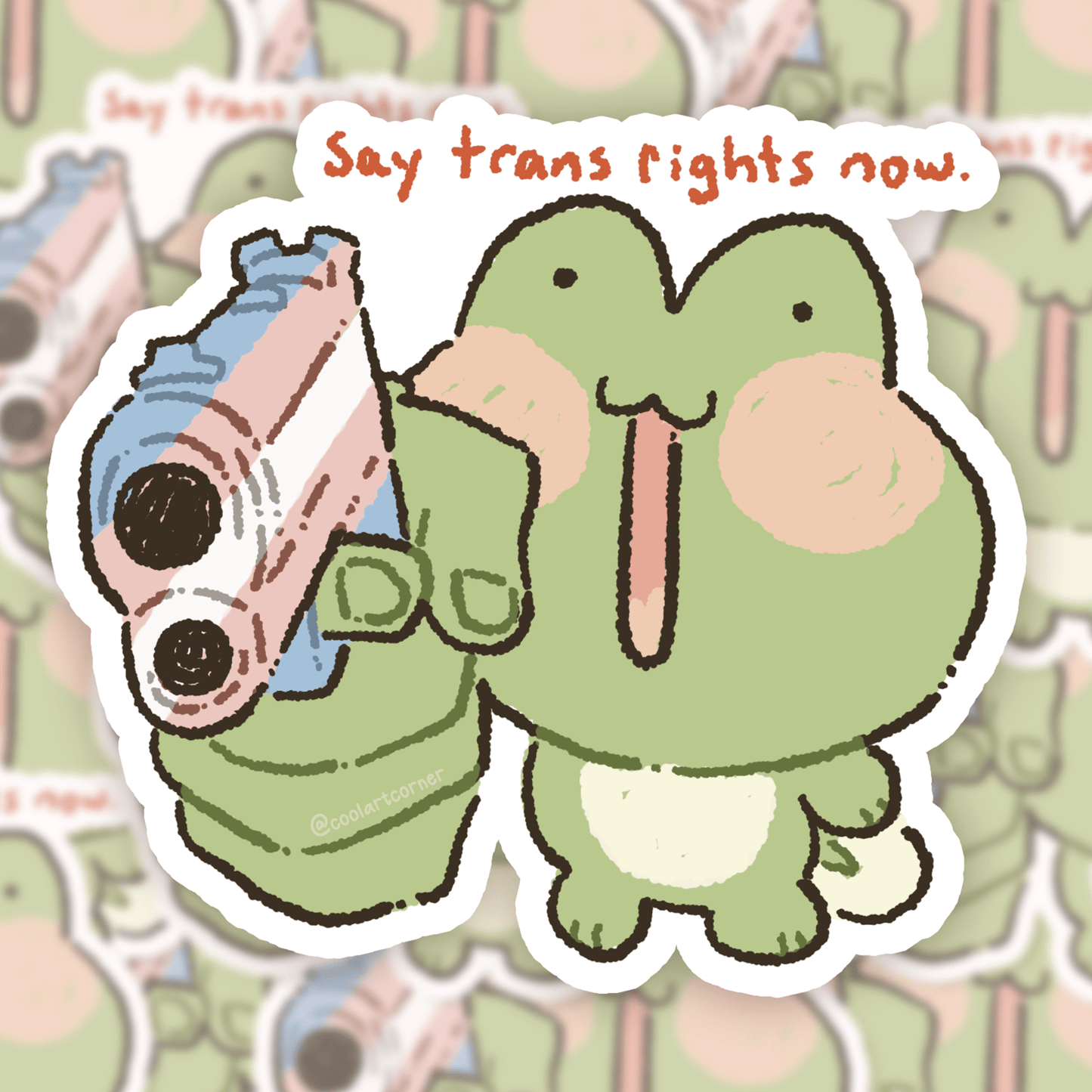 Tad the Frog Says Trans Rights Now! Charity Sticker