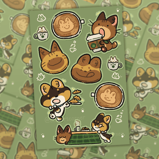 Bean-Bean and JoJo Cozy Cafe Sticker Sheet