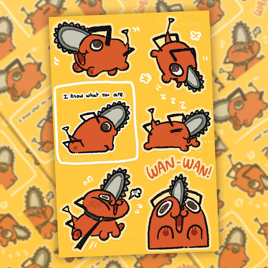 Chainsaw Pup Sticker Sheet