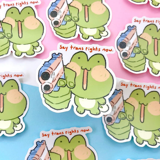 Tad the Frog Says Trans Rights Now! Charity Sticker
